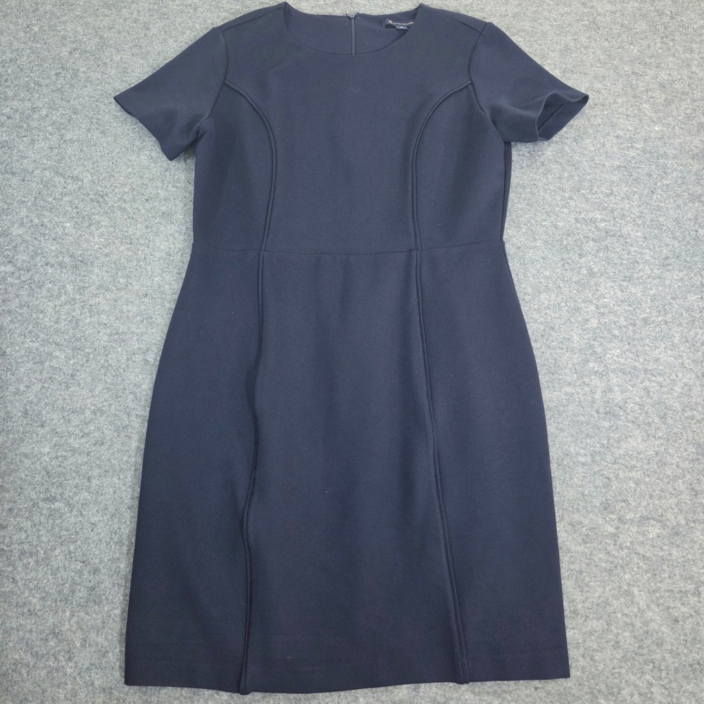 Brooks Brothers Dress Womens 10 Navy Blue Ponte Fit Flare A Line Career Stretch